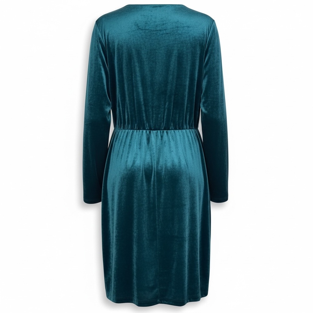 Teal Green Faux Velvet mini wrap Dress by Banana Republic NWT sz XL - Picture 3 of 4